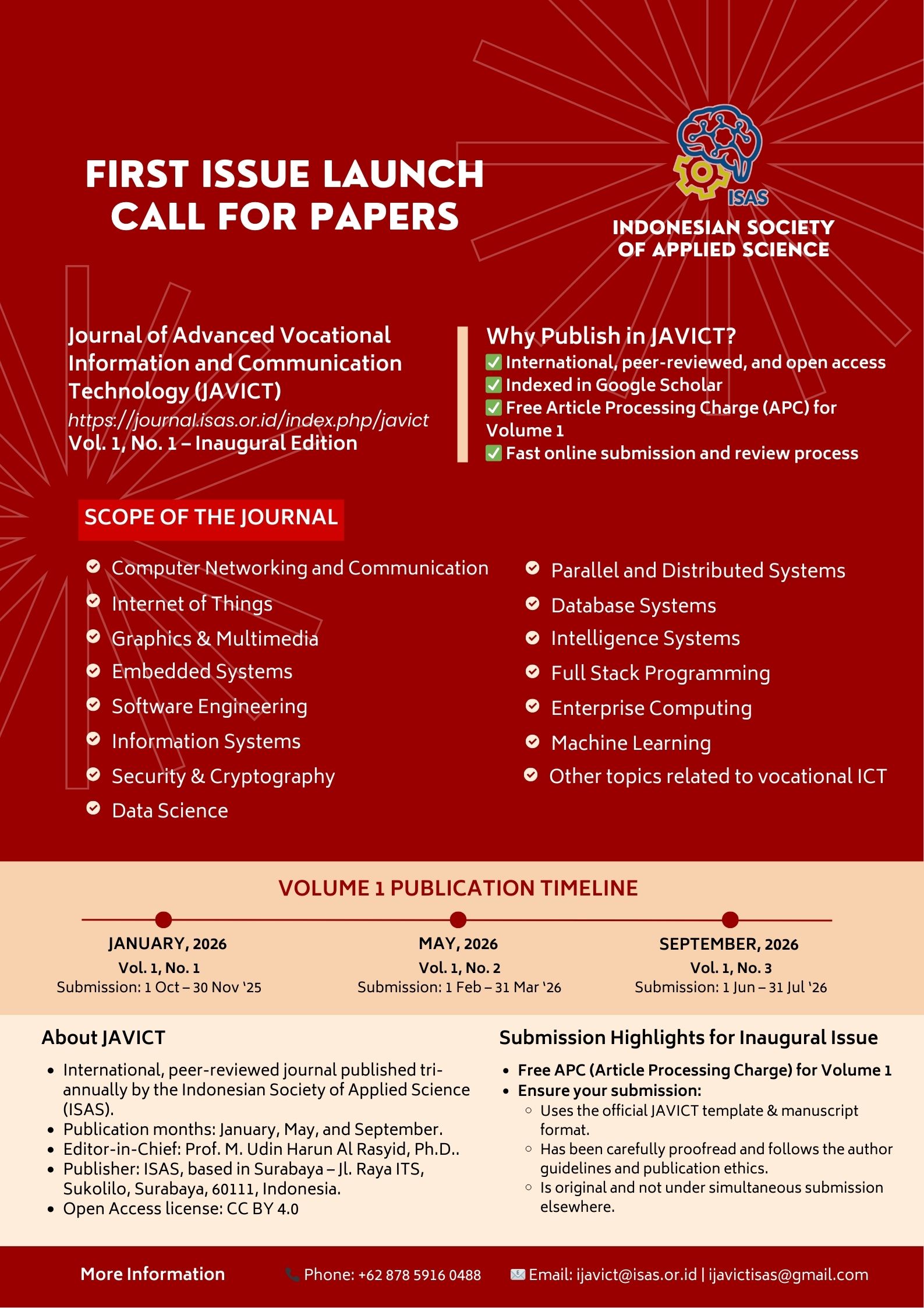 JAVICT Call for Papers Poster